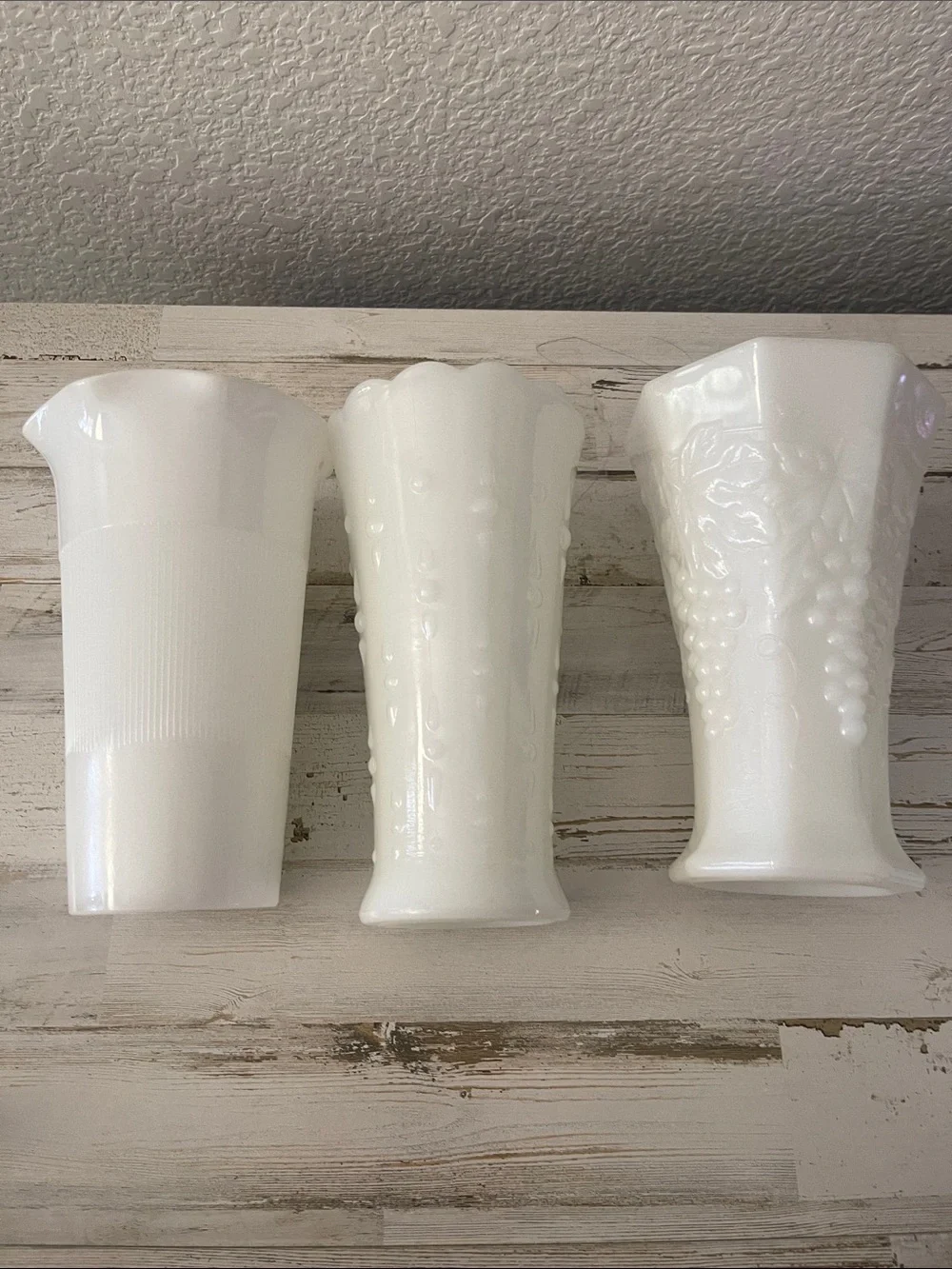 Vintage White Milk Glass Bud Vase Lot Set of 3